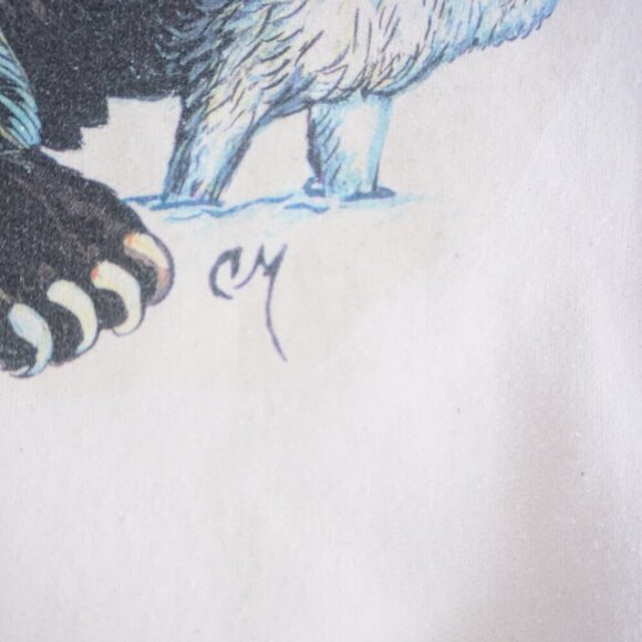 Vintage Hanes White Indigenous Animal Print Cotton Blend Crewneck Sweater XL - Picture 10 of 10